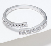 Diamonique x Courtney Khondabi Sterling Silver Bypass Ring, Size 5